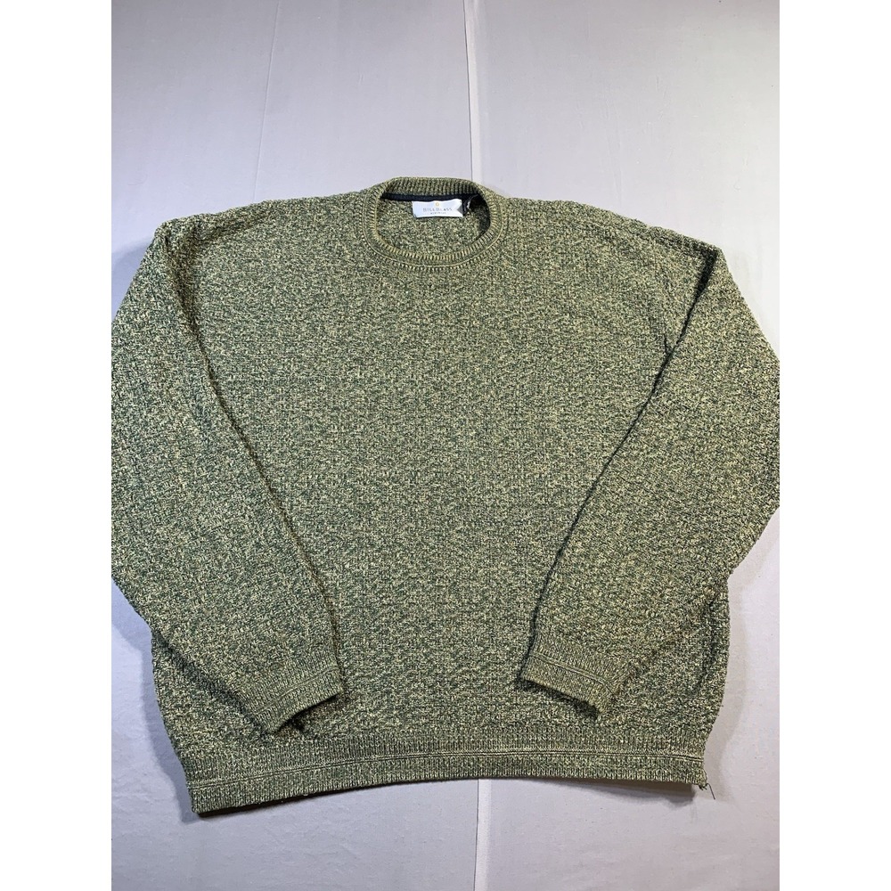Vintage Bill Blass Mens Textured Knit Sweater Green Crewneck Size Large XXL